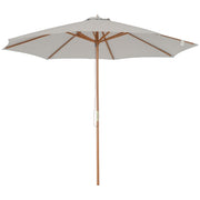Sun Umbrella Ø 300 cm, Sun Umbrella with UV Protection Balcony Umbrella made of Wood Beach Umbrella stable Market Umbrella Sun Protection for Beach Terrace Garden, Gray