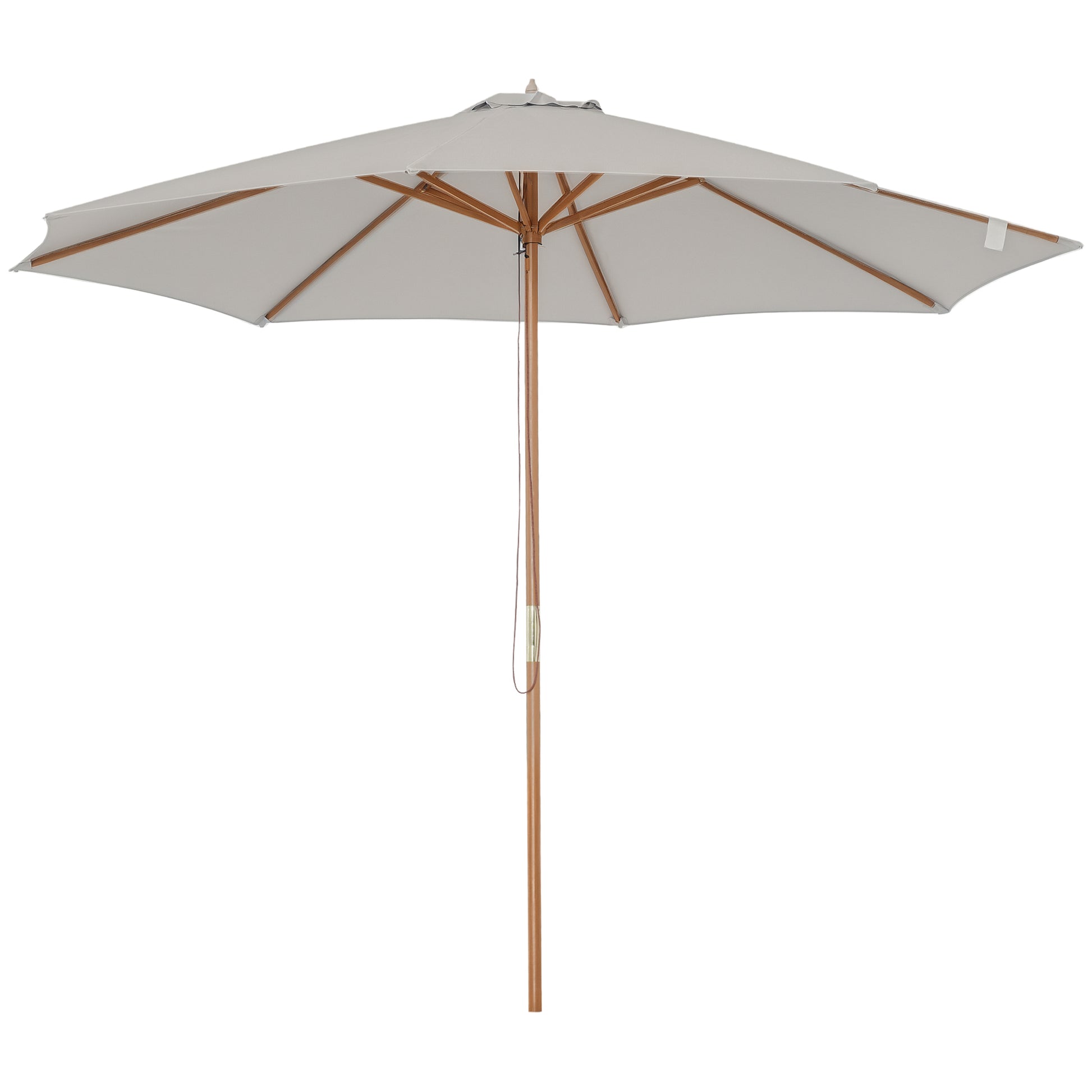 Sun Umbrella Ø 300 cm, Sun Umbrella with UV Protection Balcony Umbrella made of Wood Beach Umbrella stable Market Umbrella Sun Protection for Beach Terrace Garden, Gray