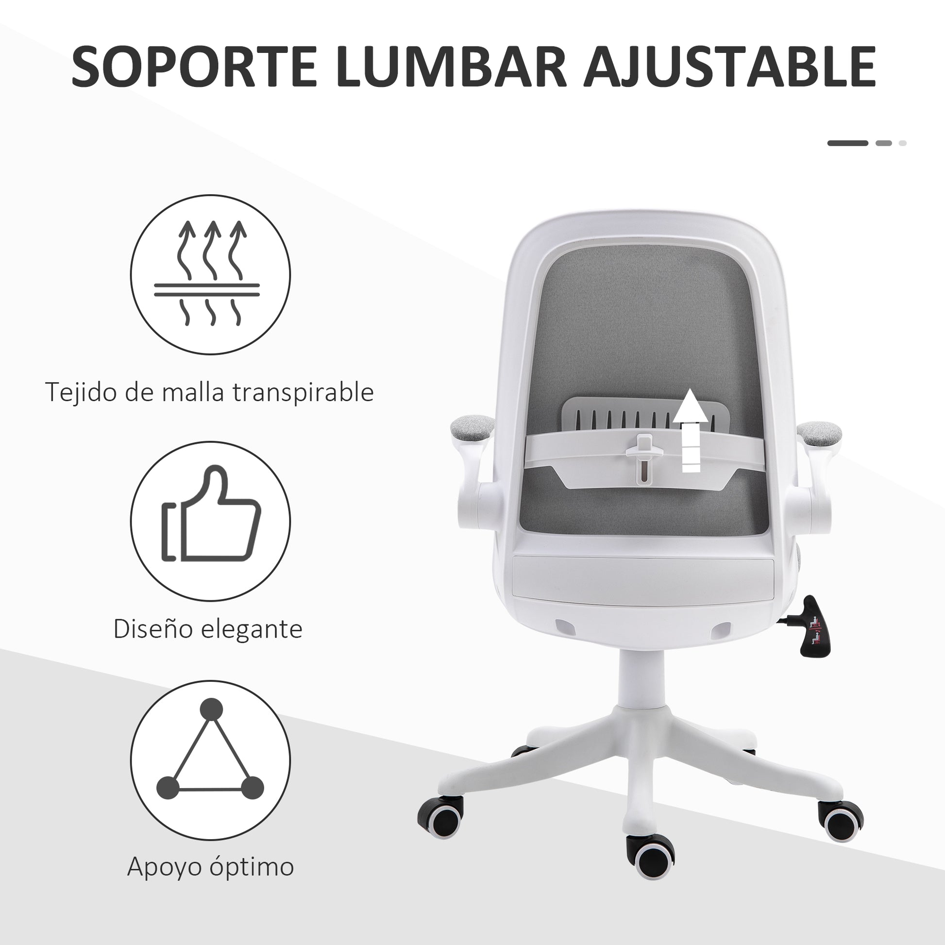 Swivel Office Chair Reclining Desk Chair Adjustable Height with Lift Armrests Load 120 kg for Office Bedroom Dormitory 62.5x60x94-104 cm Gray