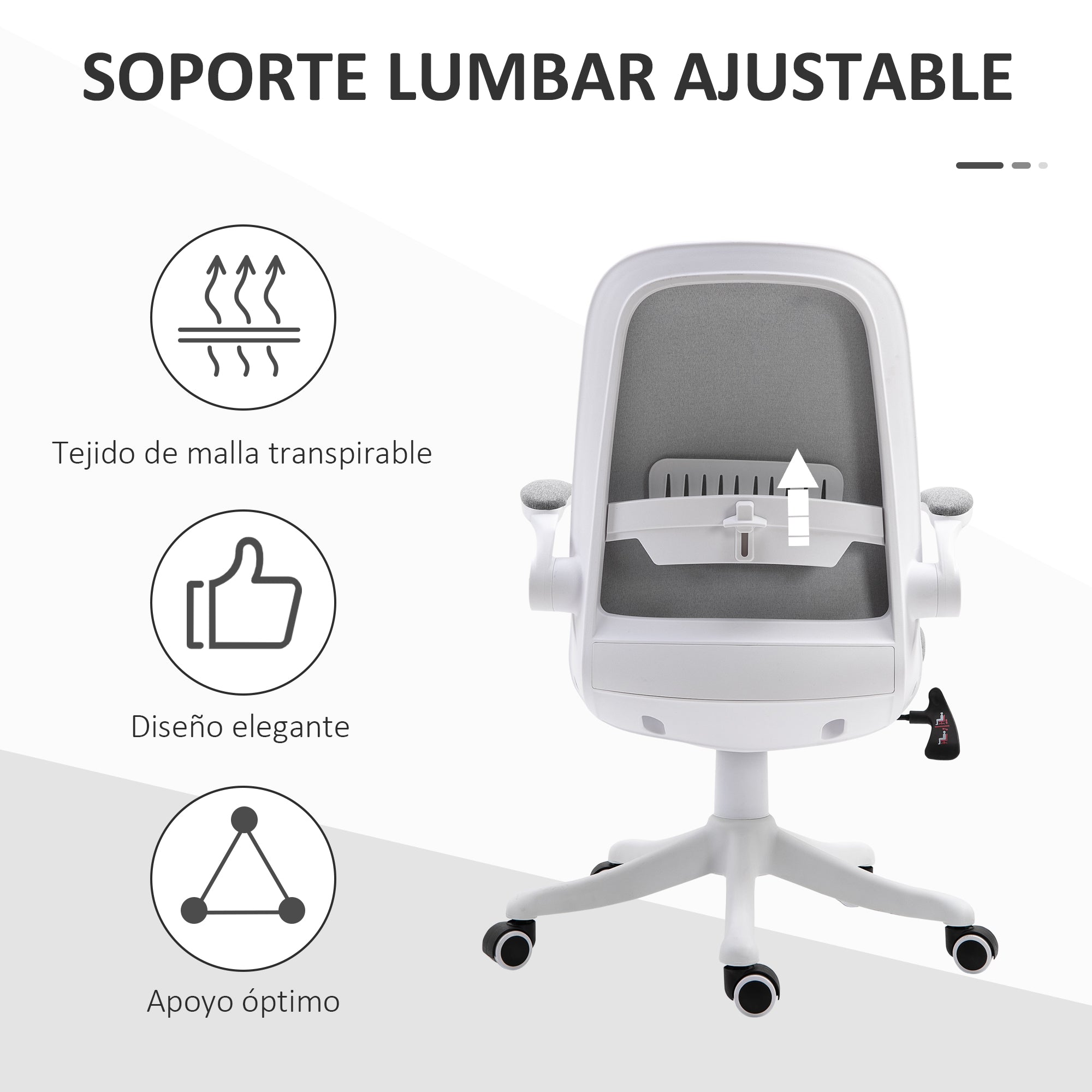 Swivel Office Chair Reclining Desk Chair Adjustable Height with Lift Armrests Load 120 kg for Office Bedroom Dormitory 62.5x60x94-104 cm Gray