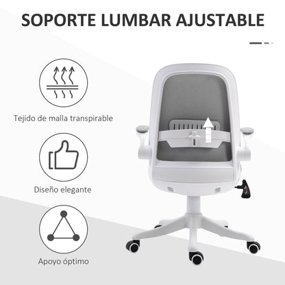 Swivel Office Chair Reclining Desk Chair Adjustable Height with Lift Armrests Load 120 kg for Office Bedroom Dormitory 62.5x60x94-104 cm Gray