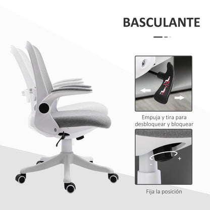 Swivel Office Chair Reclining Desk Chair Adjustable Height with Lift Armrests Load 120 kg for Office Bedroom Dormitory 62.5x60x94-104 cm Gray