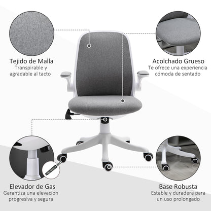 Swivel Office Chair Reclining Desk Chair Adjustable Height with Lift Armrests Load 120 kg for Office Bedroom Dormitory 62.5x60x94-104 cm Gray