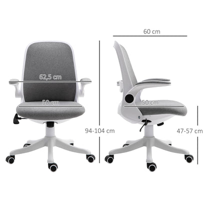 Swivel Office Chair Reclining Desk Chair Adjustable Height with Lift Armrests Load 120 kg for Office Bedroom Dormitory 62.5x60x94-104 cm Gray