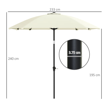 Patio Umbrella 233x233 cm Garden Umbrella with Adjustable Angle Waterproof Aluminum Pole Fiberglass Ribs and Crank Parasol for Patio Terrace Cream