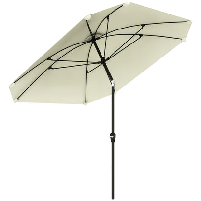 Patio Umbrella 233x233 cm Garden Umbrella with Adjustable Angle Waterproof Aluminum Pole Fiberglass Ribs and Crank Parasol for Patio Terrace Cream