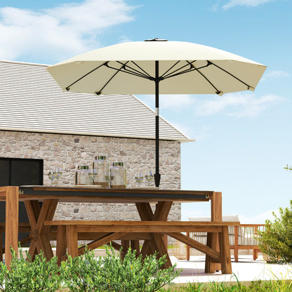 Patio Umbrella 233x233 cm Garden Umbrella with Adjustable Angle Waterproof Aluminum Pole Fiberglass Ribs and Crank Parasol for Patio Terrace Cream