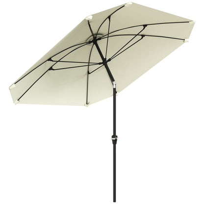 Patio Umbrella 233x233 cm Garden Umbrella with Adjustable Angle Waterproof Aluminum Pole Fiberglass Ribs and Crank Parasol for Patio Terrace Cream