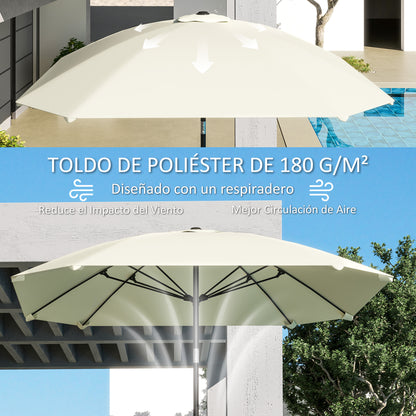Patio Umbrella 233x233 cm Garden Umbrella with Adjustable Angle Waterproof Aluminum Pole Fiberglass Ribs and Crank Parasol for Patio Terrace Cream