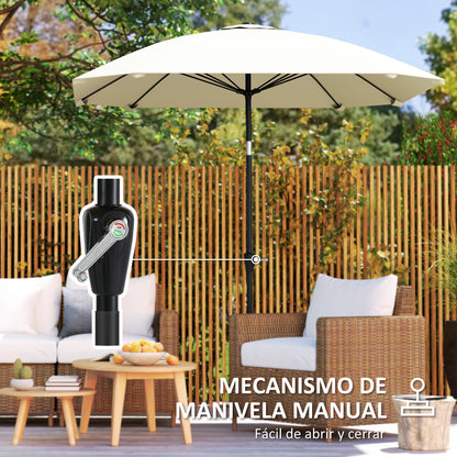 Patio Umbrella 233x233 cm Garden Umbrella with Adjustable Angle Waterproof Aluminum Pole Fiberglass Ribs and Crank Parasol for Patio Terrace Cream