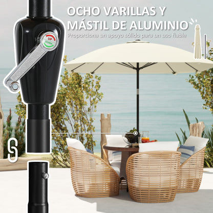 Patio Umbrella 233x233 cm Garden Umbrella with Adjustable Angle Waterproof Aluminum Pole Fiberglass Ribs and Crank Parasol for Patio Terrace Cream