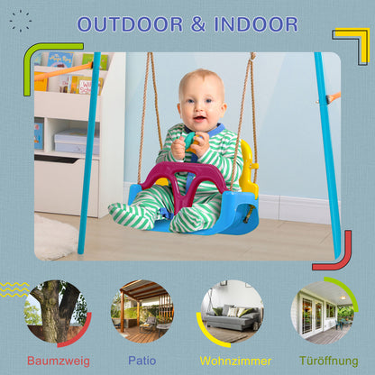 Baby Swing Outdoor 3-in-1, Kids Swing with Adjustable Rope, 120-180 cm Height Adjustable, Swing Seat for Children from 9 Months Onwards, Toddler Swing for Indoor