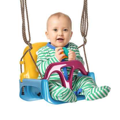 Baby Swing Outdoor 3-in-1, Kids Swing with Adjustable Rope, 120-180 cm Height Adjustable, Swing Seat for Children from 9 Months Onwards, Toddler Swing for Indoor