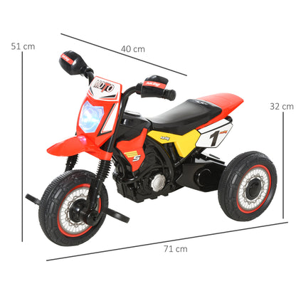 Kids' Ride-on Motorcycle for Children 18 Months and Up with Mountain-Motorcycle Appearance with 3 Wheels with Lights and Sound Pedals Unique Design 71x40x51 cm Red
