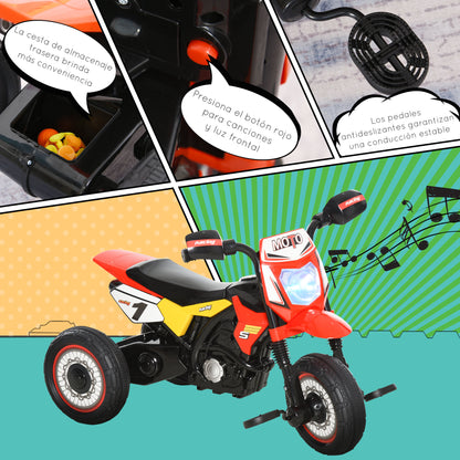 Kids' Ride-on Motorcycle for Children 18 Months and Up with Mountain-Motorcycle Appearance with 3 Wheels with Lights and Sound Pedals Unique Design 71x40x51 cm Red