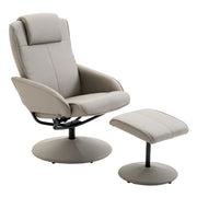 Recliner with Footstool, 360° Swivel TV Chair with Reclining Function, Faux Leather, Reading Chair for Living Room, Bedroom, Gray