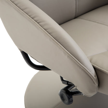 Recliner with Footstool, 360° Swivel TV Chair with Reclining Function, Faux Leather, Reading Chair for Living Room, Bedroom, Gray