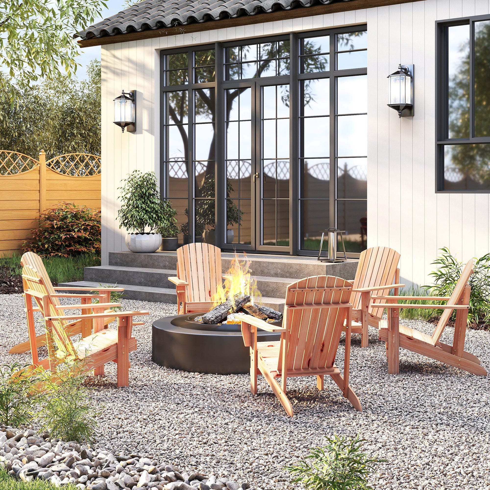 Adirondack Garden Chair with Cup Holder Garden Lounger Balcony Chair Solid Wood Natural 72.5 x 97 x 93 cm