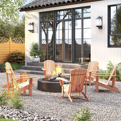 Adirondack Garden Chair with Cup Holder Garden Lounger Balcony Chair Solid Wood Natural 72.5 x 97 x 93 cm