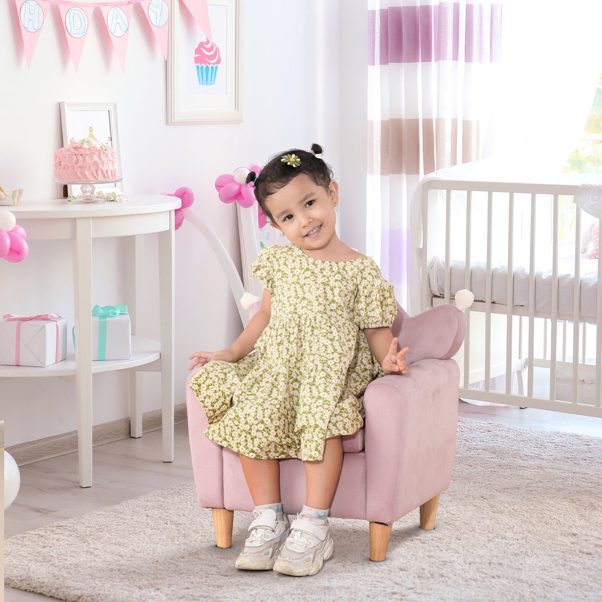 Kids Armchair Mini Sofa for Children aged 3+ with Padded Seat Armrests and Wooden Structure Max. Load 45 kg 50x42x58 cm Pink