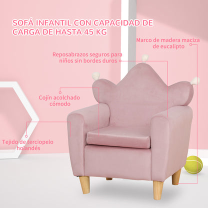 Kids Armchair Mini Sofa for Children aged 3+ with Padded Seat Armrests and Wooden Structure Max. Load 45 kg 50x42x58 cm Pink