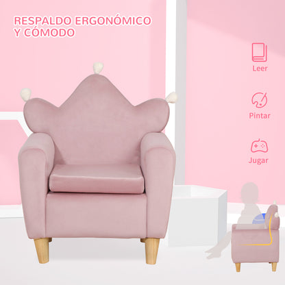 Kids Armchair Mini Sofa for Children aged 3+ with Padded Seat Armrests and Wooden Structure Max. Load 45 kg 50x42x58 cm Pink