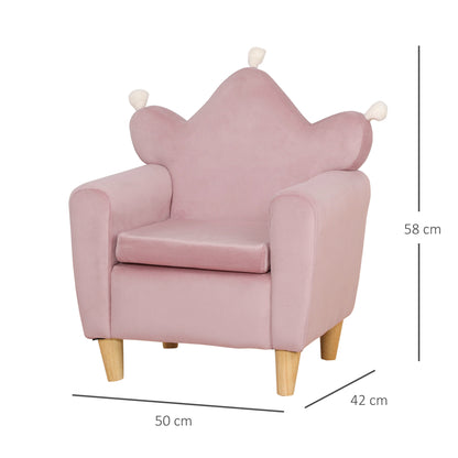 Kids Armchair Mini Sofa for Children aged 3+ with Padded Seat Armrests and Wooden Structure Max. Load 45 kg 50x42x58 cm Pink