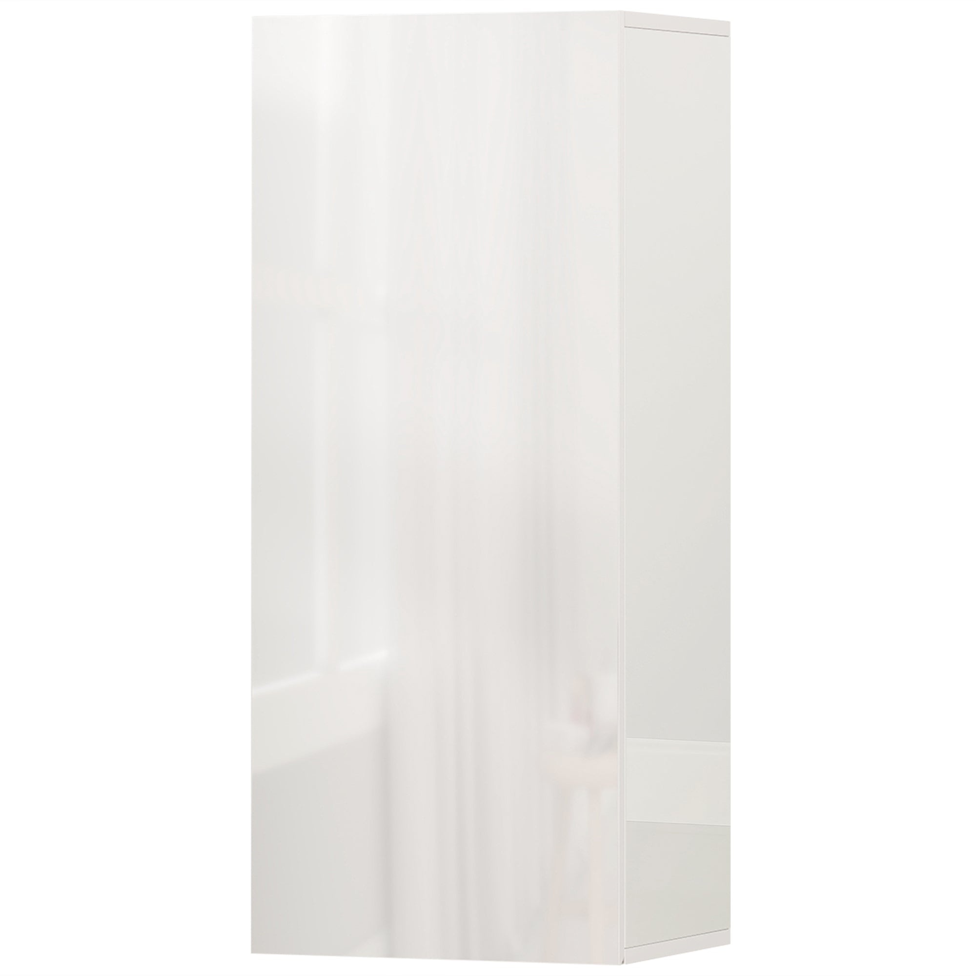 Wall-Mounted Bathroom Cabinet, Handleless Door, 2 Adjustable Tempered Glass Shelves, 11.8 x 9.2 x 28.0 in (30 x 23.4 x 71.2 cm), Glossy White