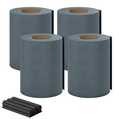 4-Pack Garden Privacy Screen — 35 m x 19 cm (115 ft x 7.5 in), Waterproof & UV-Resistant Windbreak with Clips, Gray