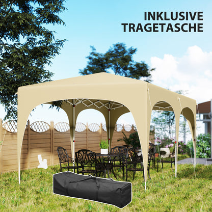 Pavilion approx. 3x6m, Water-Resistant Stable Winterproof Pop-Up Foldable Canopy, UV Protection 50+, Foldable Party Tent Gazebo with 6 Sidewalls Bag Garden Canopy for Camping Garden, Sand