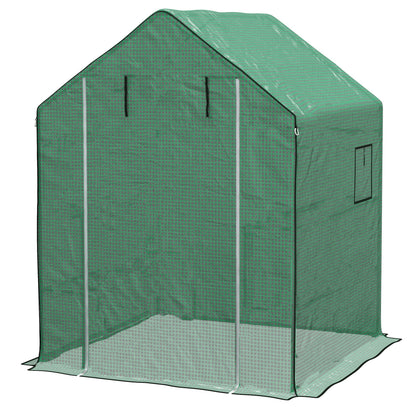 Greenhouse Film 1.4 x 1.9 m, Waterproof Garden Film with UV Protection Side Windows, Tear-Resistant Polyethylene Film, Cover for Greenhouse, Tunnel Film for Outdoor, Plants, Green