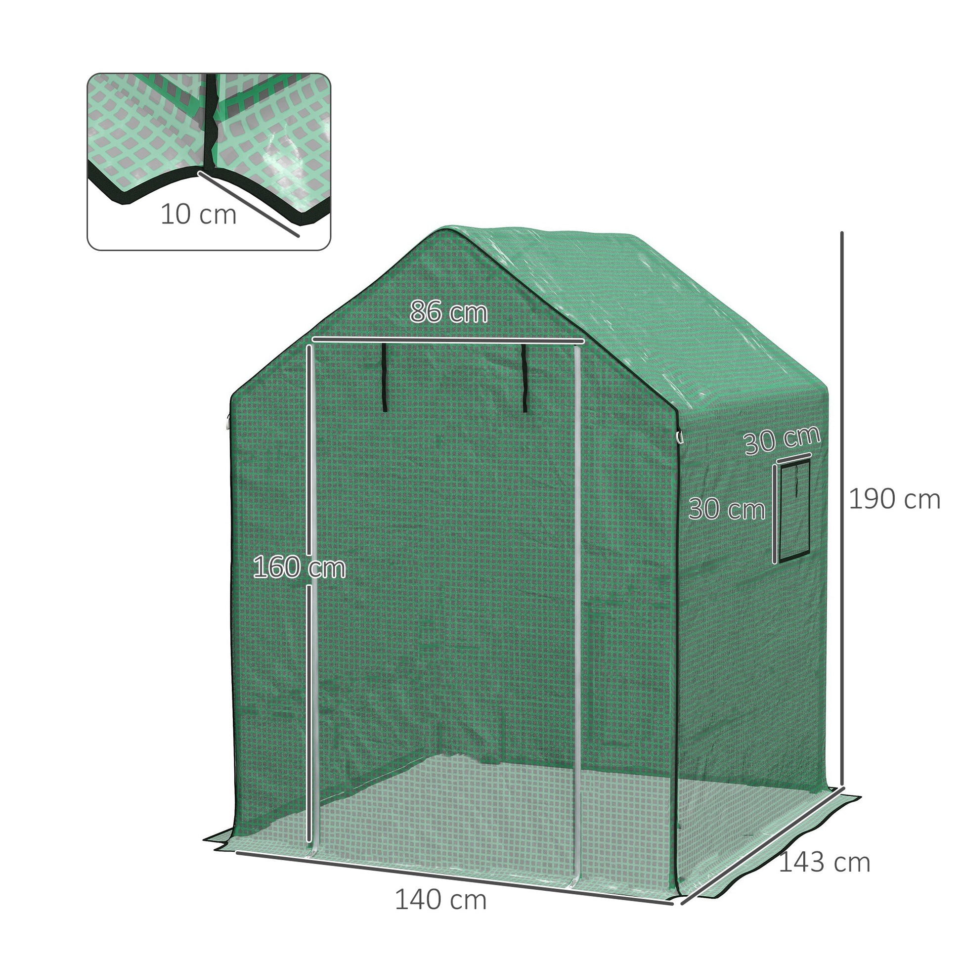 Greenhouse Film 1.4 x 1.9 m, Waterproof Garden Film with UV Protection Side Windows, Tear-Resistant Polyethylene Film, Cover for Greenhouse, Tunnel Film for Outdoor, Plants, Green