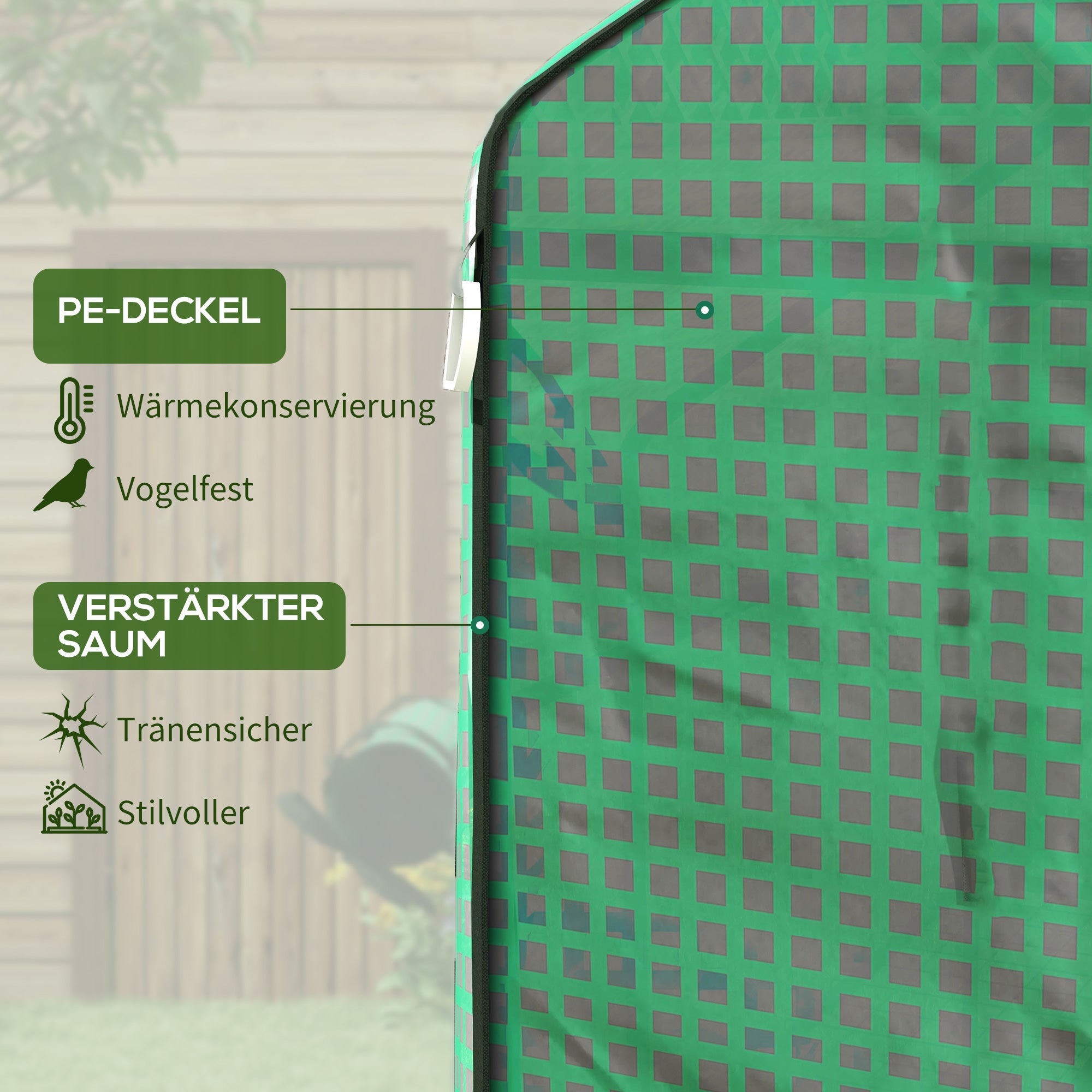 Greenhouse Film 1.4 x 1.9 m, Waterproof Garden Film with UV Protection Side Windows, Tear-Resistant Polyethylene Film, Cover for Greenhouse, Tunnel Film for Outdoor, Plants, Green