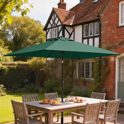 300 x 200 cm Tilt Rectangular Patio Umbrella with Crank & Cover — UV Protection, Wind-Resistant, Green