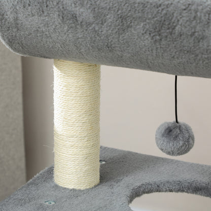 Cat Scratcher Cat Tree 76cm Height with 4 Scratching Posts Nest U-shaped Platform Scratching Pad Hanging Balls Light Gray