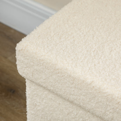 Storage Bench with Storage Space Foldable Upholstered Bench with Velvet Look, Storage Chest, Storage Bench for Living Room Bedroom Hallway 76 x 38 x 38 cm, Cream White