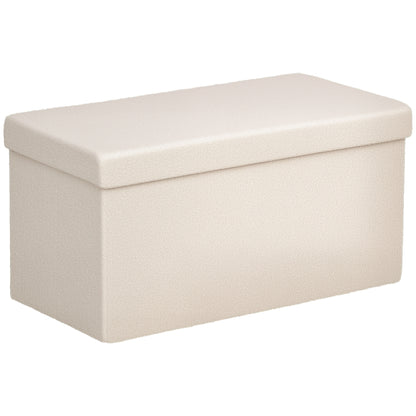 Storage Bench with Storage Space Foldable Upholstered Bench with Velvet Look, Storage Chest, Storage Bench for Living Room Bedroom Hallway 76 x 38 x 38 cm, Cream White