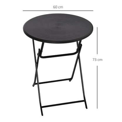 Round Side Table Plastic Folding Balcony Table Weatherproof Garden Table Easy to Clean Coffee Table Outdoor Table for Balcony Garden Terrace Porch Ø 60 x 73 cm Dark Gray
