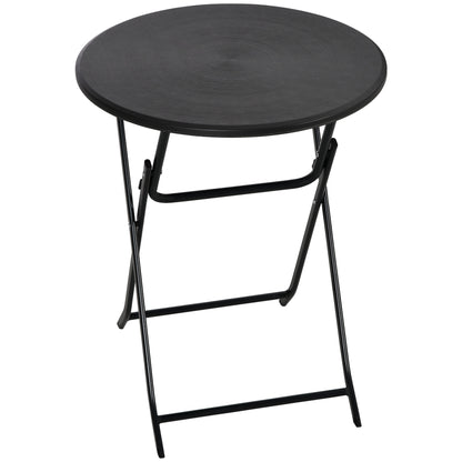 Round Side Table Plastic Folding Balcony Table Weatherproof Garden Table Easy to Clean Coffee Table Outdoor Table for Balcony Garden Terrace Porch Ø 60 x 73 cm Dark Gray