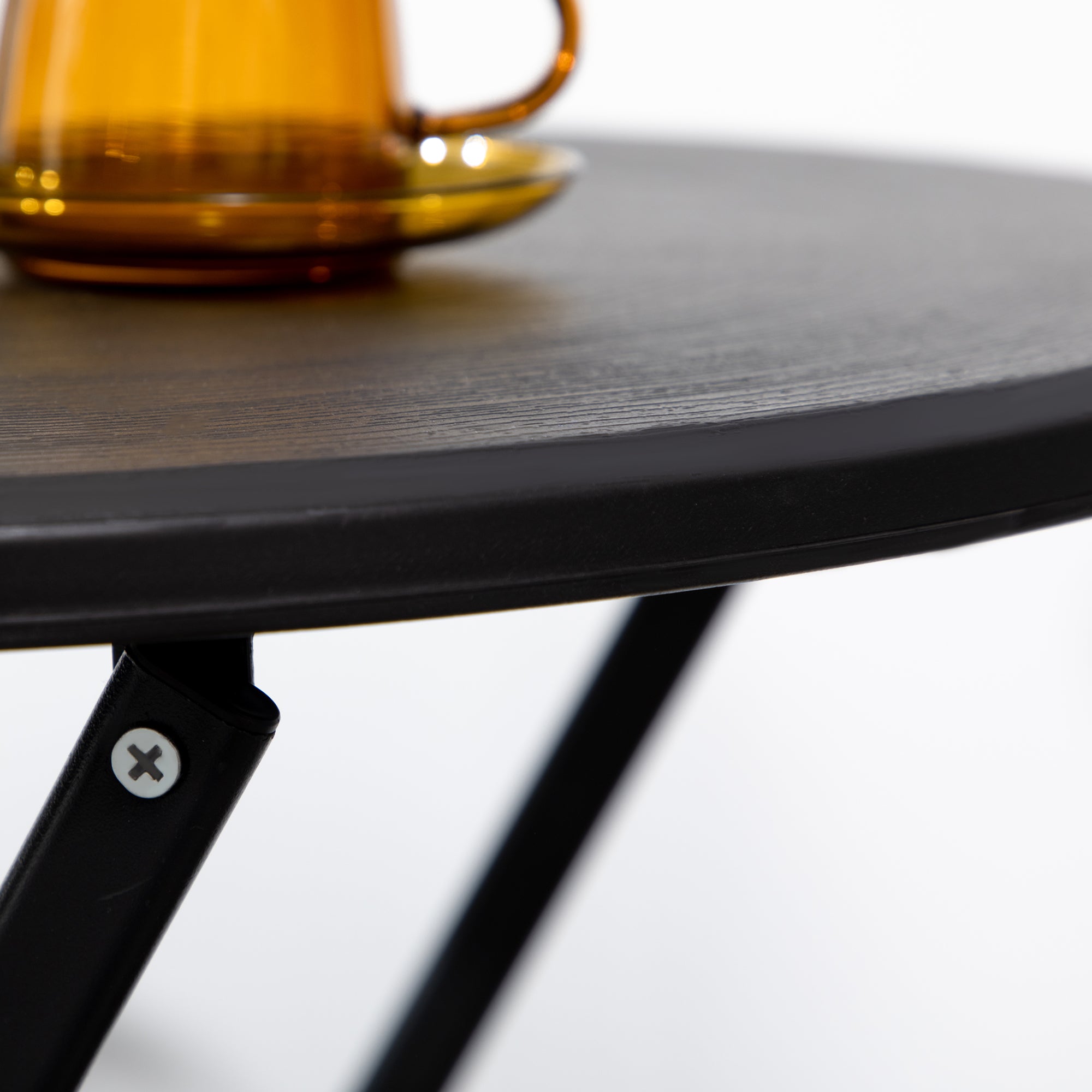 Round Side Table Plastic Folding Balcony Table Weatherproof Garden Table Easy to Clean Coffee Table Outdoor Table for Balcony Garden Terrace Porch Ø 60 x 73 cm Dark Gray
