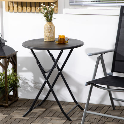 Round Side Table Plastic Folding Balcony Table Weatherproof Garden Table Easy to Clean Coffee Table Outdoor Table for Balcony Garden Terrace Porch Ø 60 x 73 cm Dark Gray