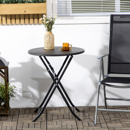 Round Side Table Plastic Folding Balcony Table Weatherproof Garden Table Easy to Clean Coffee Table Outdoor Table for Balcony Garden Terrace Porch Ø 60 x 73 cm Dark Gray