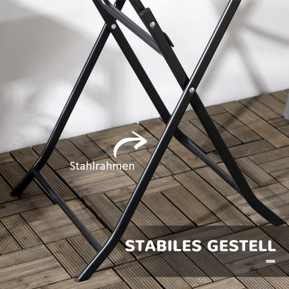 Round Side Table Plastic Folding Balcony Table Weatherproof Garden Table Easy to Clean Coffee Table Outdoor Table for Balcony Garden Terrace Porch Ø 60 x 73 cm Dark Gray