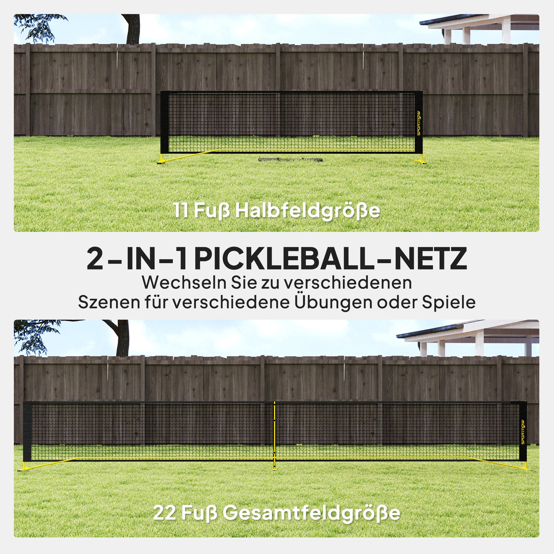 SPORTNOW Portable Pickleball Net, 6.7m with Carrying Bag, Metal Frame for Indoor Outdoor Yellow
