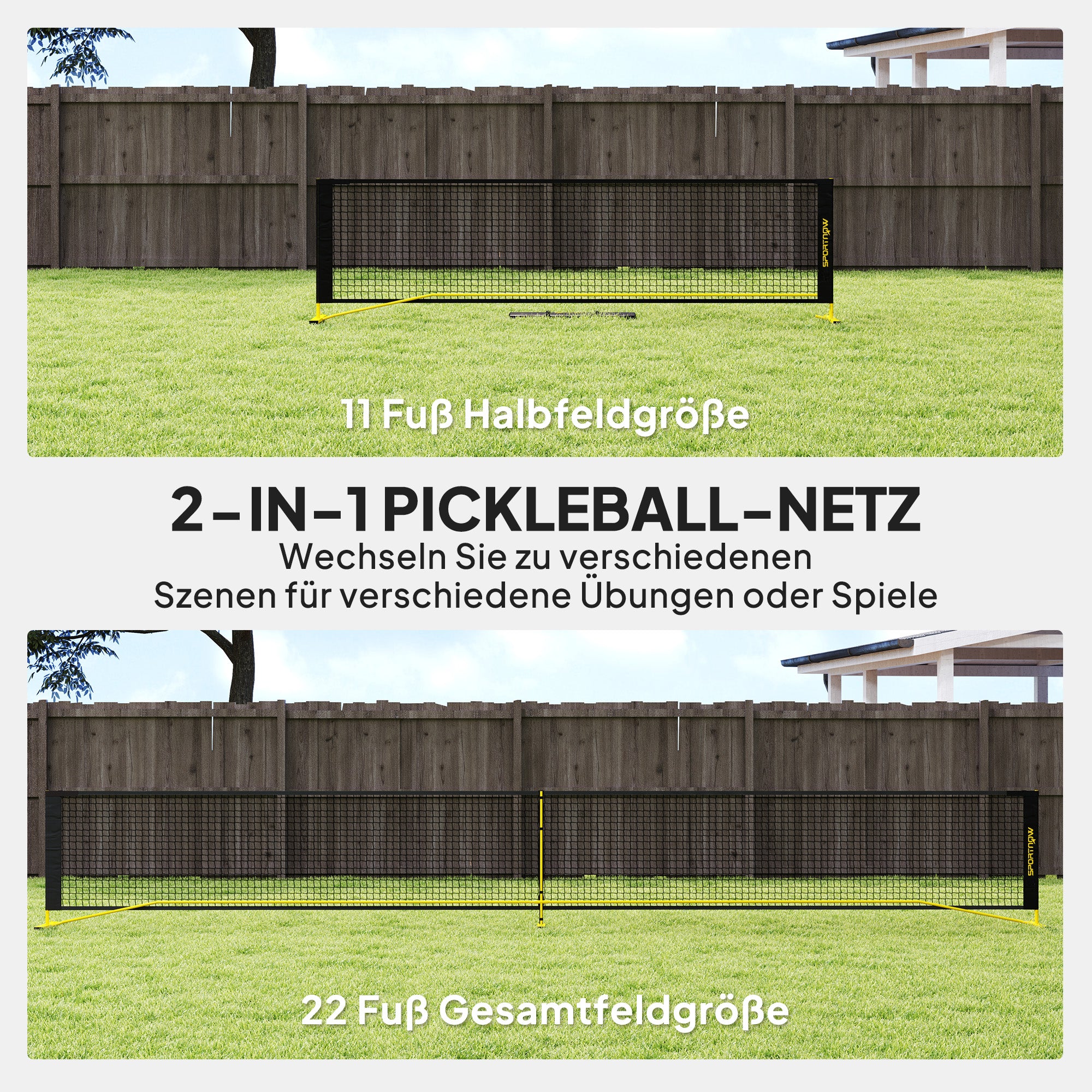 SPORTNOW Portable Pickleball Net, 6.7m with Carrying Bag, Metal Frame for Indoor Outdoor Yellow