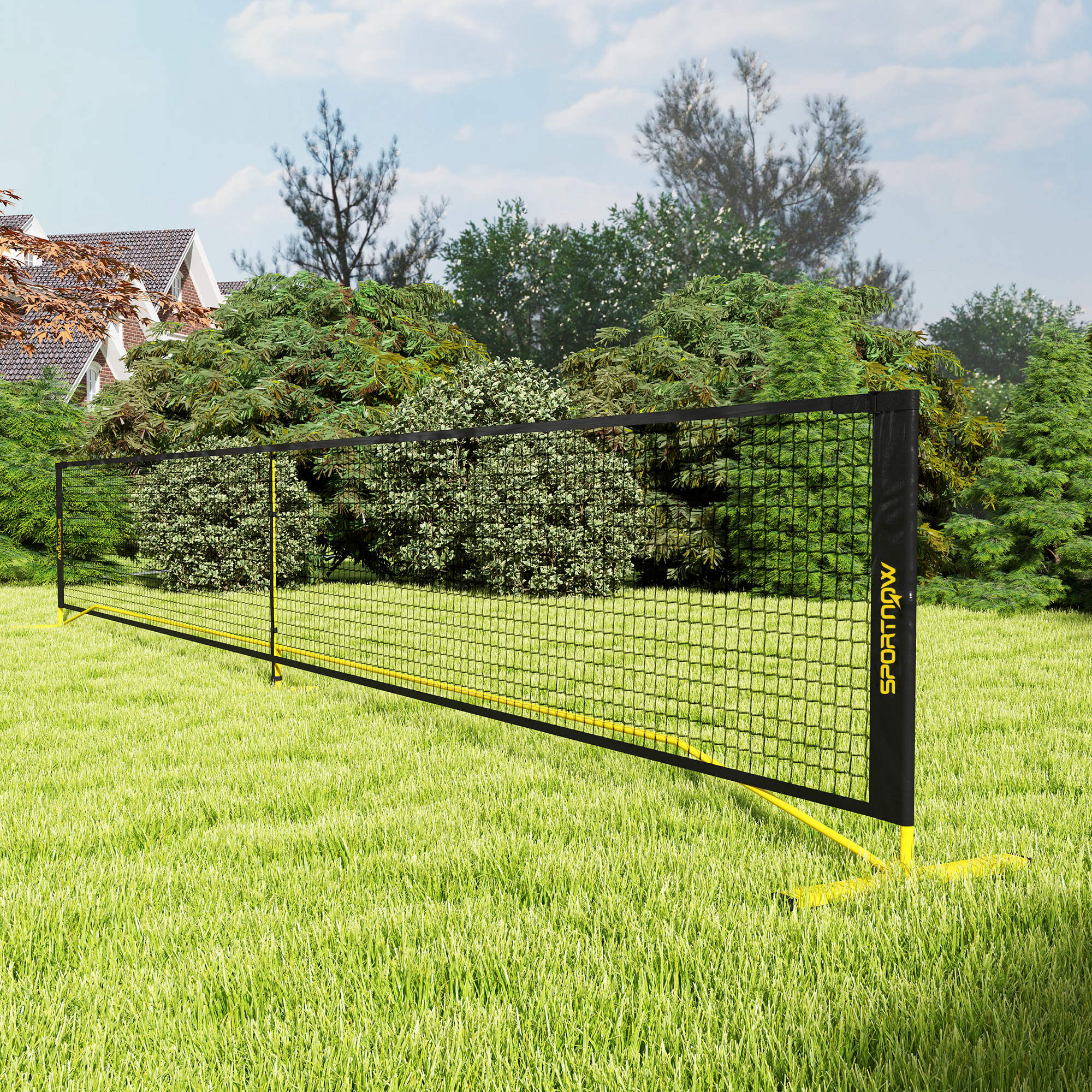 SPORTNOW Portable Pickleball Net, 6.7m with Carrying Bag, Metal Frame for Indoor Outdoor Yellow