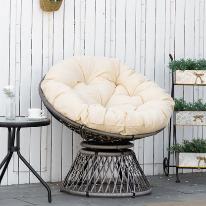 Papasan Chair Basket Chair Seat with Cushion 360 Degrees Rattan Beige B87 x D97 x H86 cm