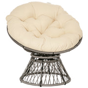 Papasan Chair Basket Chair Seat with Cushion 360 Degrees Rattan Beige B87 x D97 x H86 cm
