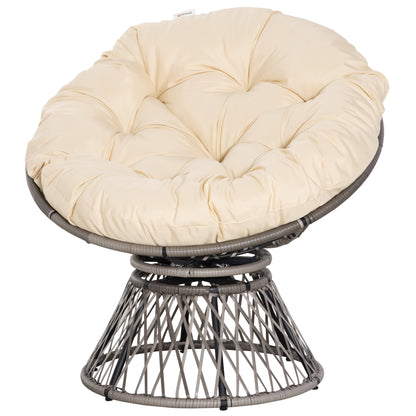 Papasan Chair Basket Chair Seat with Cushion 360 Degrees Rattan Beige B87 x D97 x H86 cm