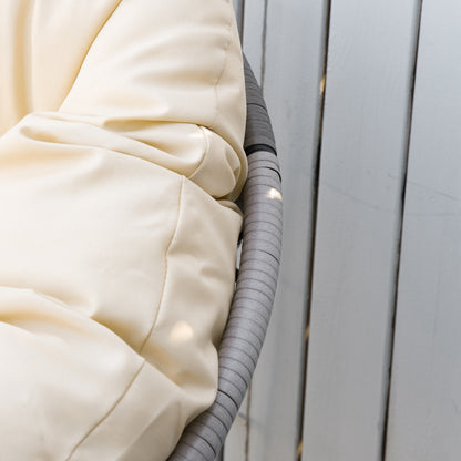 Papasan Chair Basket Chair Seat with Cushion 360 Degrees Rattan Beige B87 x D97 x H86 cm